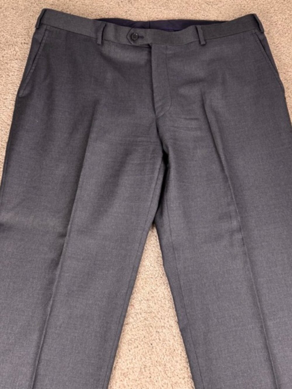 Charles Tyrwhitt Men's Trousers W38 L29 Classic Fit Wool Pants Navy Blue Pleated